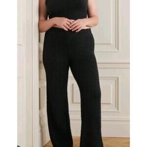 SKIMS Cozy Knit Boucle’ Lounge Pants Onyx Black Size L/XL NWT High Rise Wide Leg